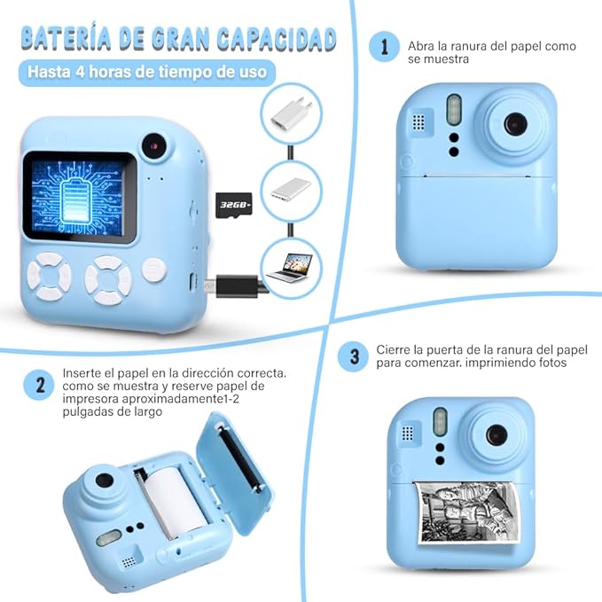Cámara Infantil con Impresión Instantánea – Fotos al Instante, Creativa y Educativa